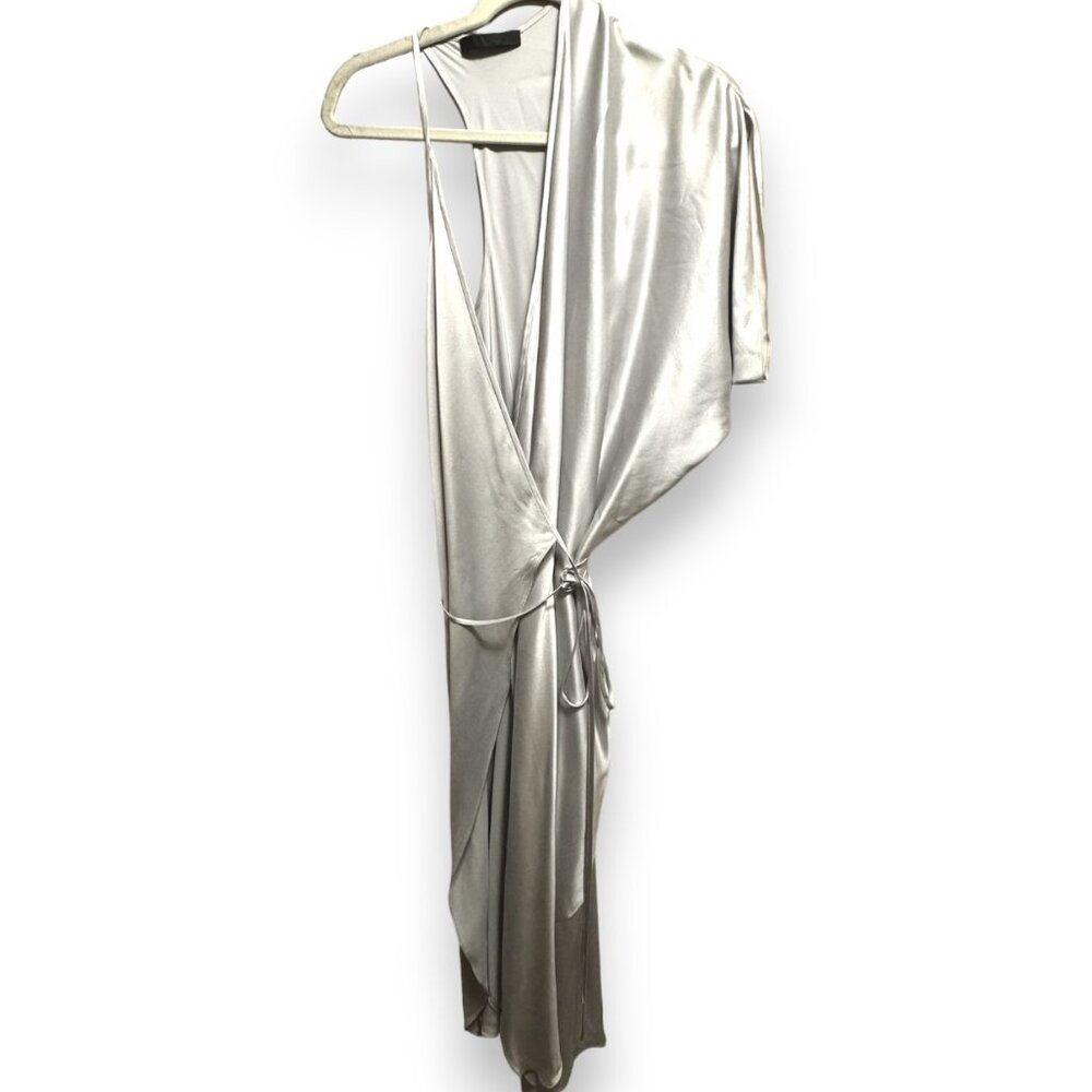 Asymmetric Cold Shoulder Silk Dress